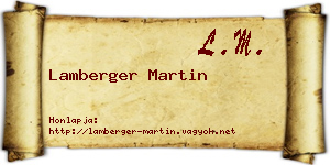 Lamberger Martin névjegykártya
